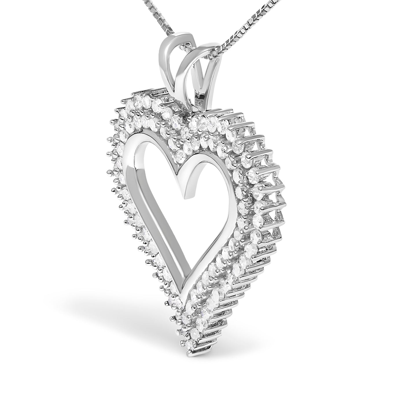 Collar con Colgante de Corazón de Diamante de Plata Esterlina .925 1.00 Cttw
