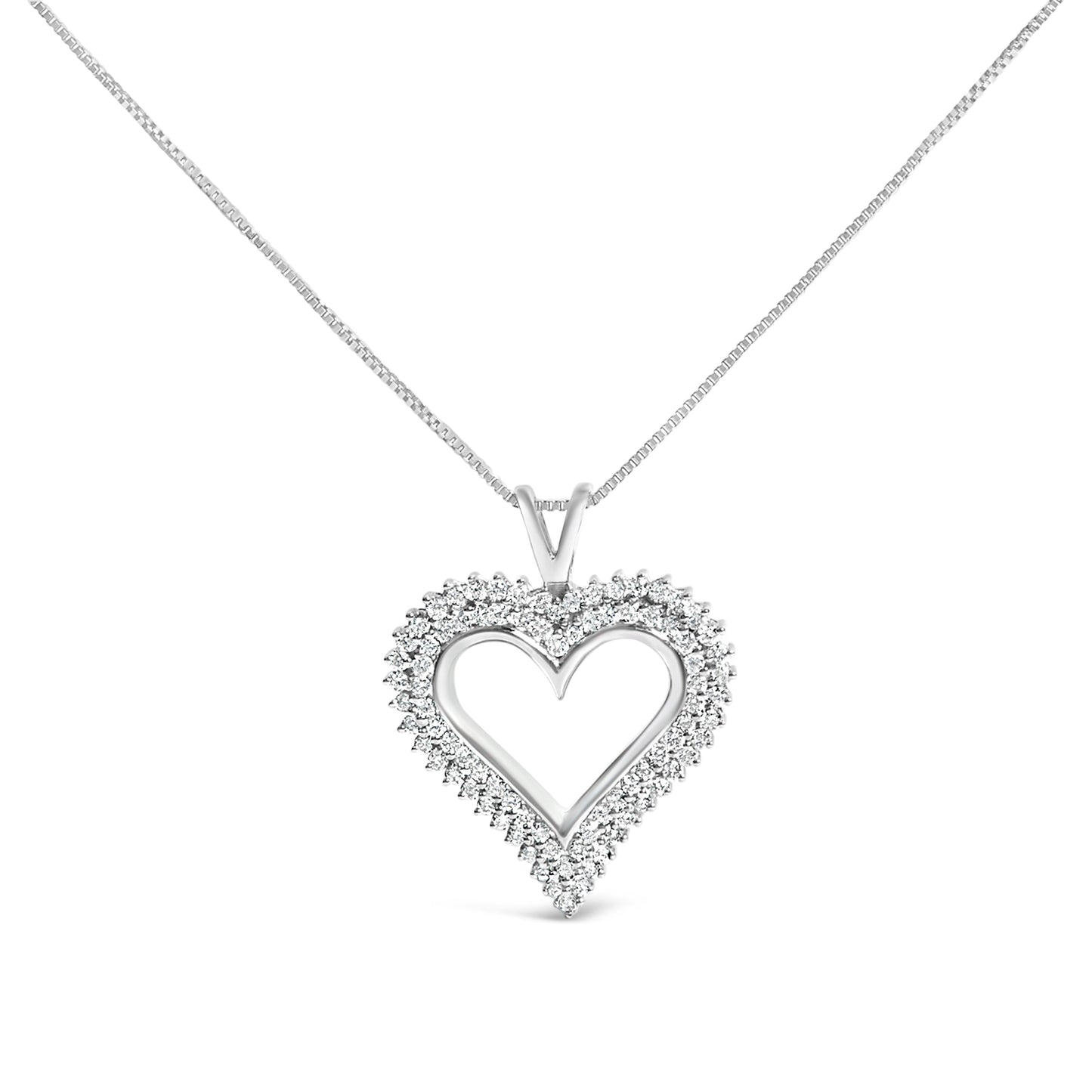 Collar de Colgante en Forma de Corazón Abierto de Diamante Creado en Laboratorio de Plata Esterlina