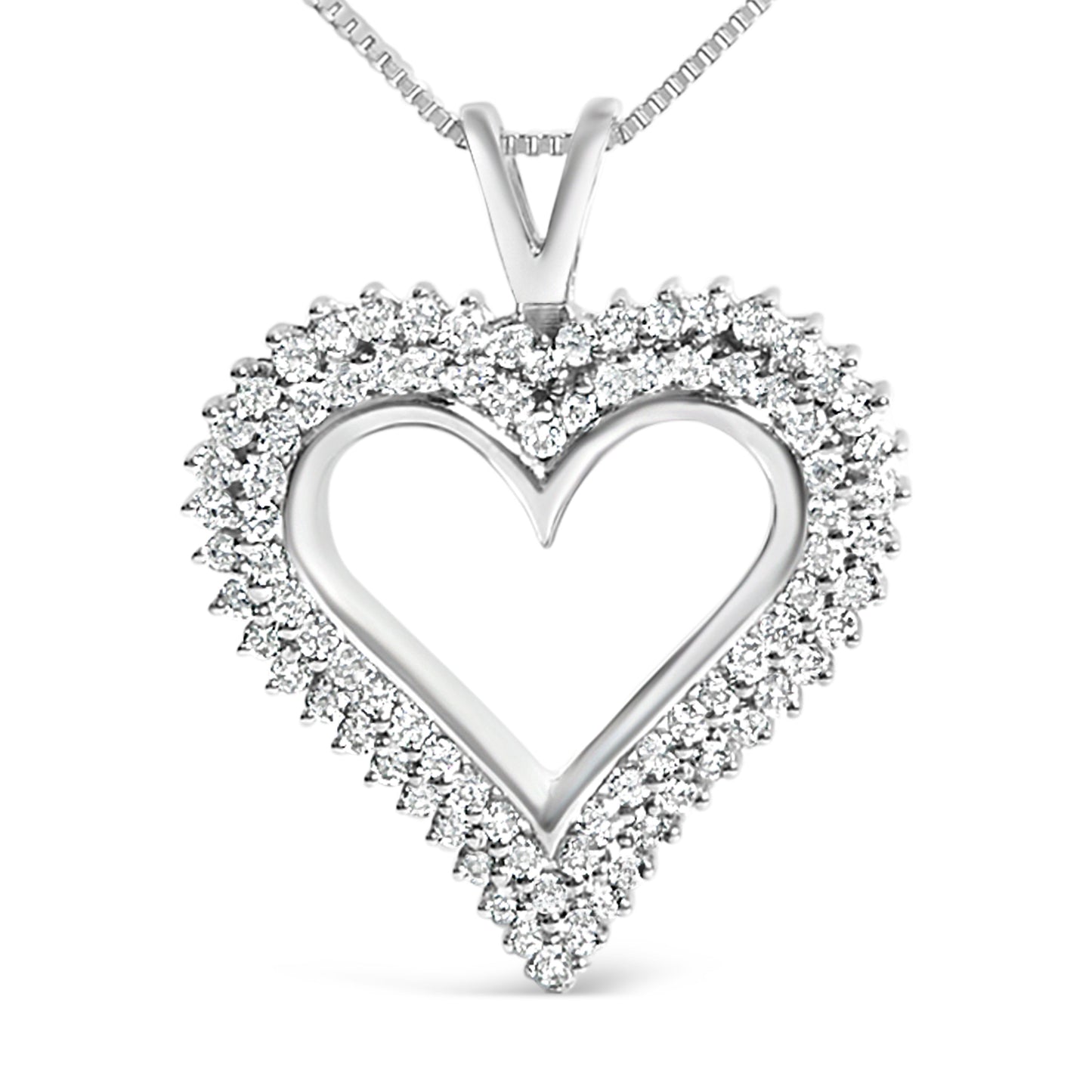 Collar de Colgante en Forma de Corazón Abierto de Diamante Creado en Laboratorio de Plata Esterlina