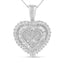 Collar con colgante de corazón de diamantes de corte múltiple en oro blanco de 10 quilates