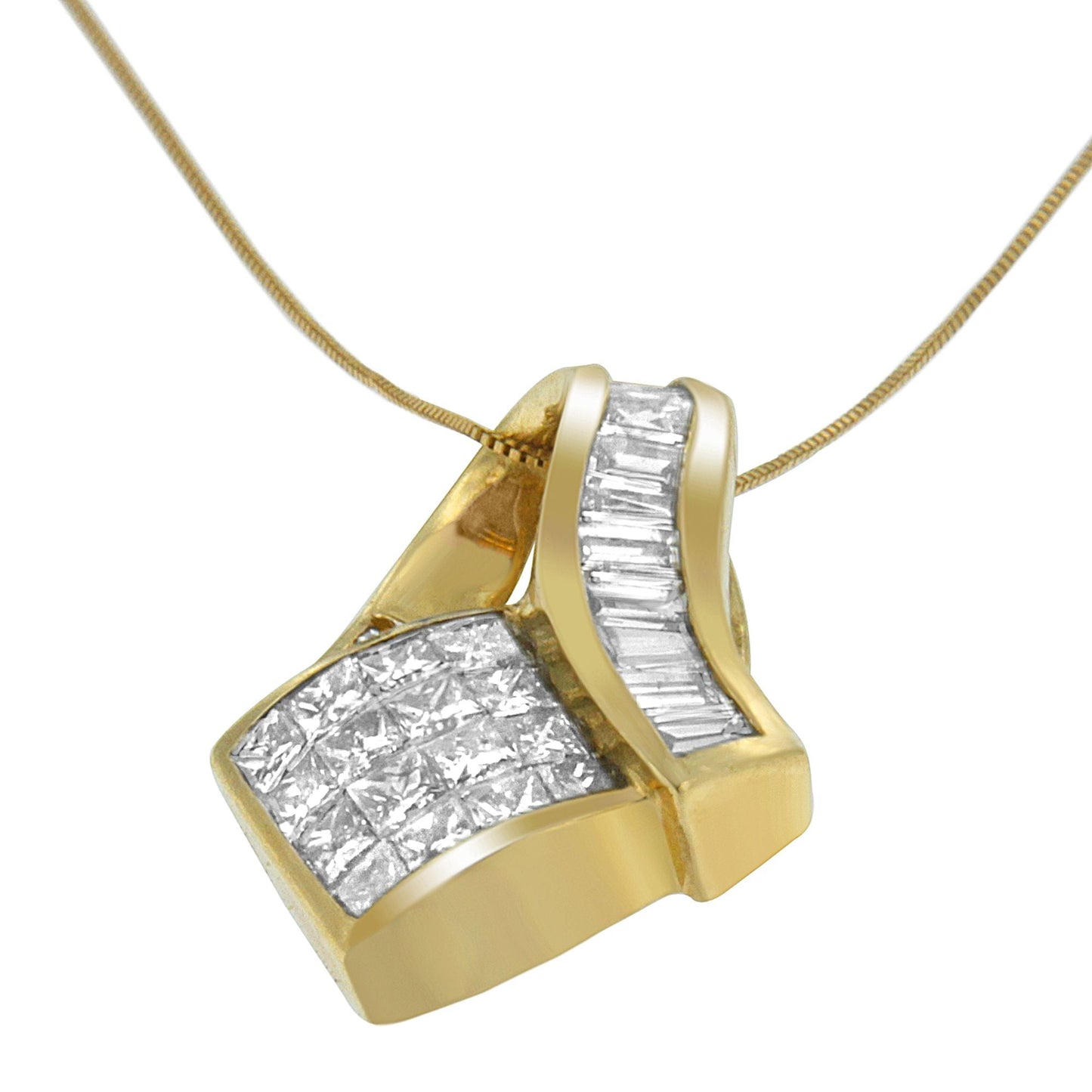 Pendentif en diamant inspiré de l'Art Déco en or jaune 14 carats