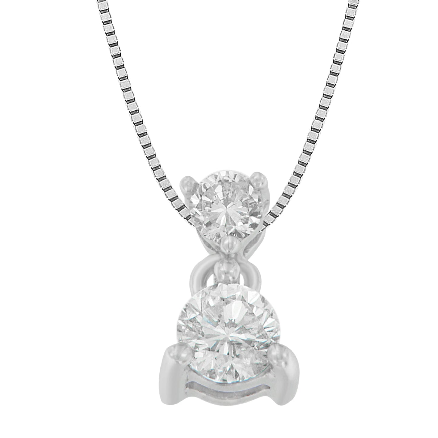 Collar de diamantes con colgante de corte redondo en oro blanco de 14 quilates