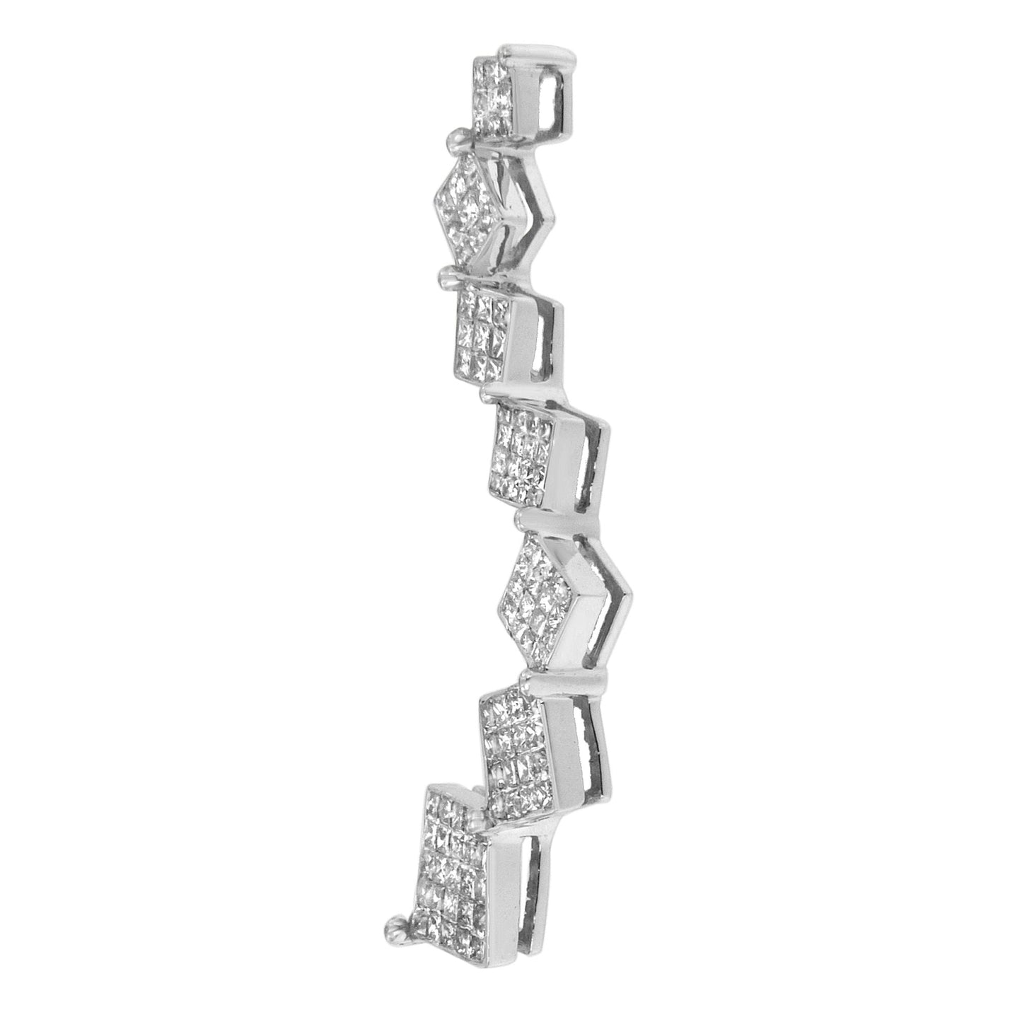 Collier Pendentif Courbé en Diamant Serpent en Or Blanc 10K