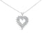 Collier Pendentif Cœur Ouvert à Deux Rangées en Argent Sterling 925 avec Diamants