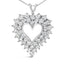 Collier Pendentif Cœur Ouvert à Deux Rangées en Argent Sterling 925 avec Diamants