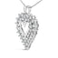Collier Pendentif Cœur Ouvert à Deux Rangées en Argent Sterling 925 avec Diamants