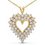 Collier Pendentif Cœur en Diamant Plaqué Or Jaune 14K