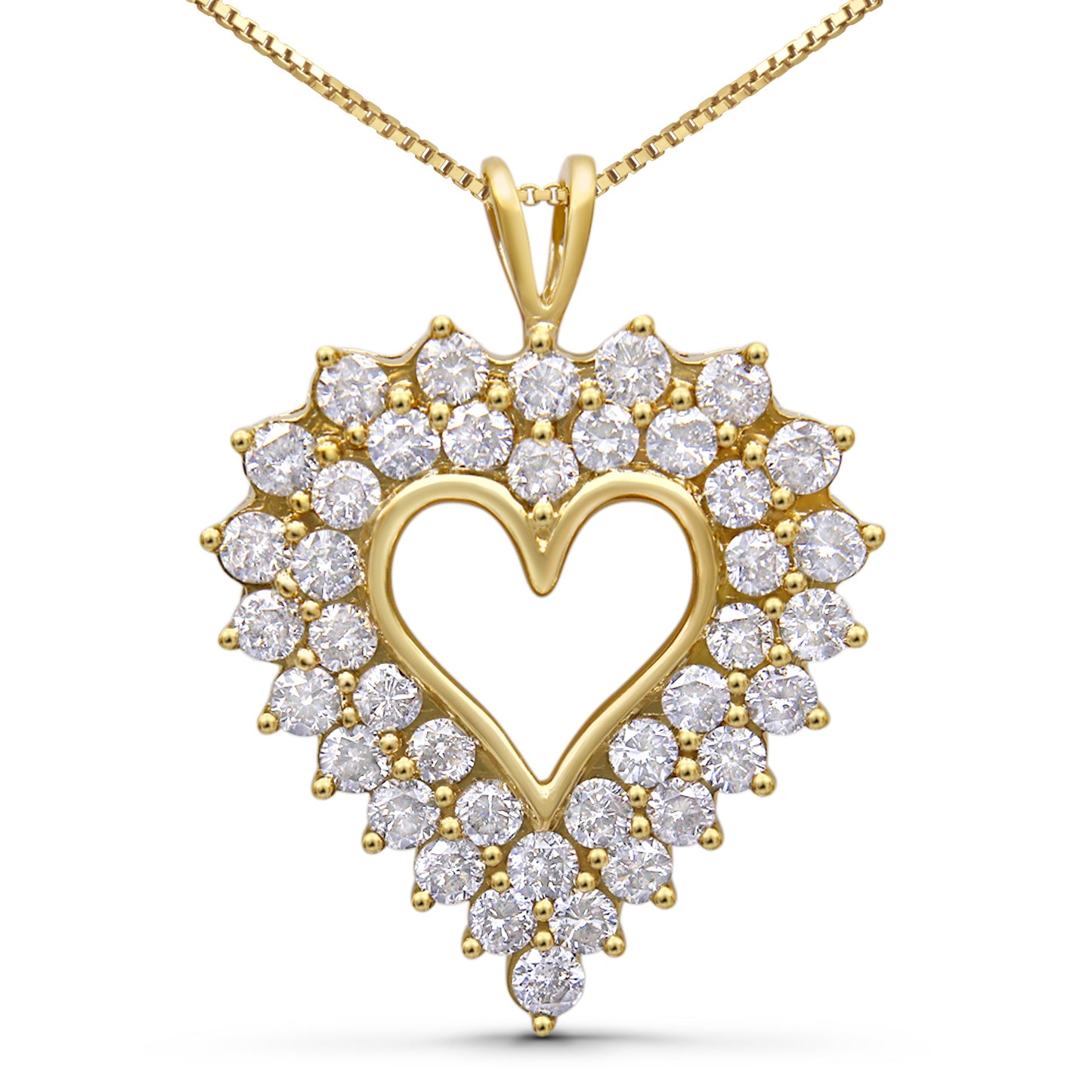 Collier Pendentif Cœur en Diamant Plaqué Or Jaune 14K