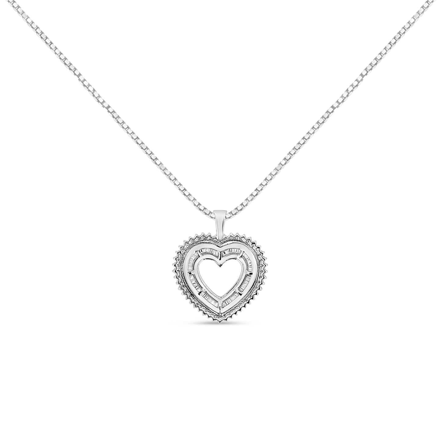 Collier Pendentif Cœur Ouvert Halo en Argent Sterling .925 avec Diamants