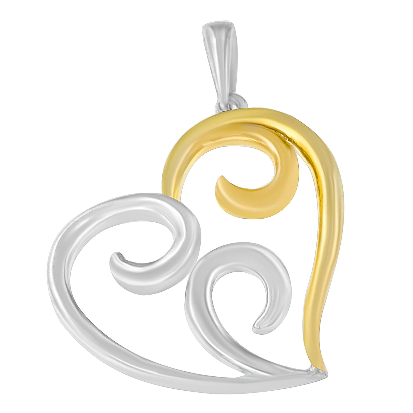 Collar con colgante de corazón abierto de plata esterlina bañado en oro amarillo de 10K