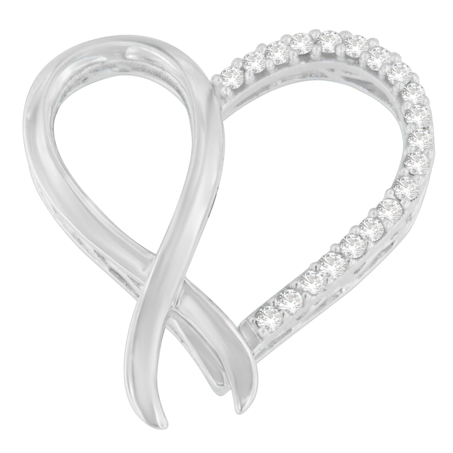 Pendentif en cœur en argent sterling .925 avec diamants