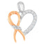 Collar con colgante de corazón de diamante de plata esterlina .925 bicolor