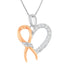 Collar con colgante de corazón de diamante de plata esterlina .925 bicolor