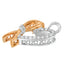 Collar con colgante de corazón de diamante de plata esterlina .925 bicolor