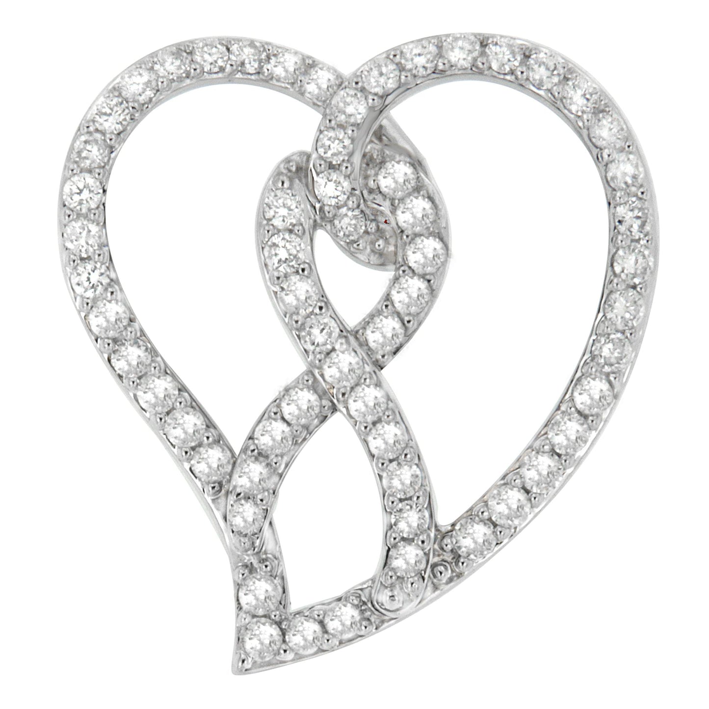 Collar con colgante de corazón y cinta de concienciación de diamantes en oro blanco de 14 quilates