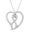 Collar con colgante de corazón y cinta de concienciación de diamantes en oro blanco de 14 quilates