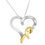 Collier Pendentif en Cœur en Argent Sterling .925 et Or 14K