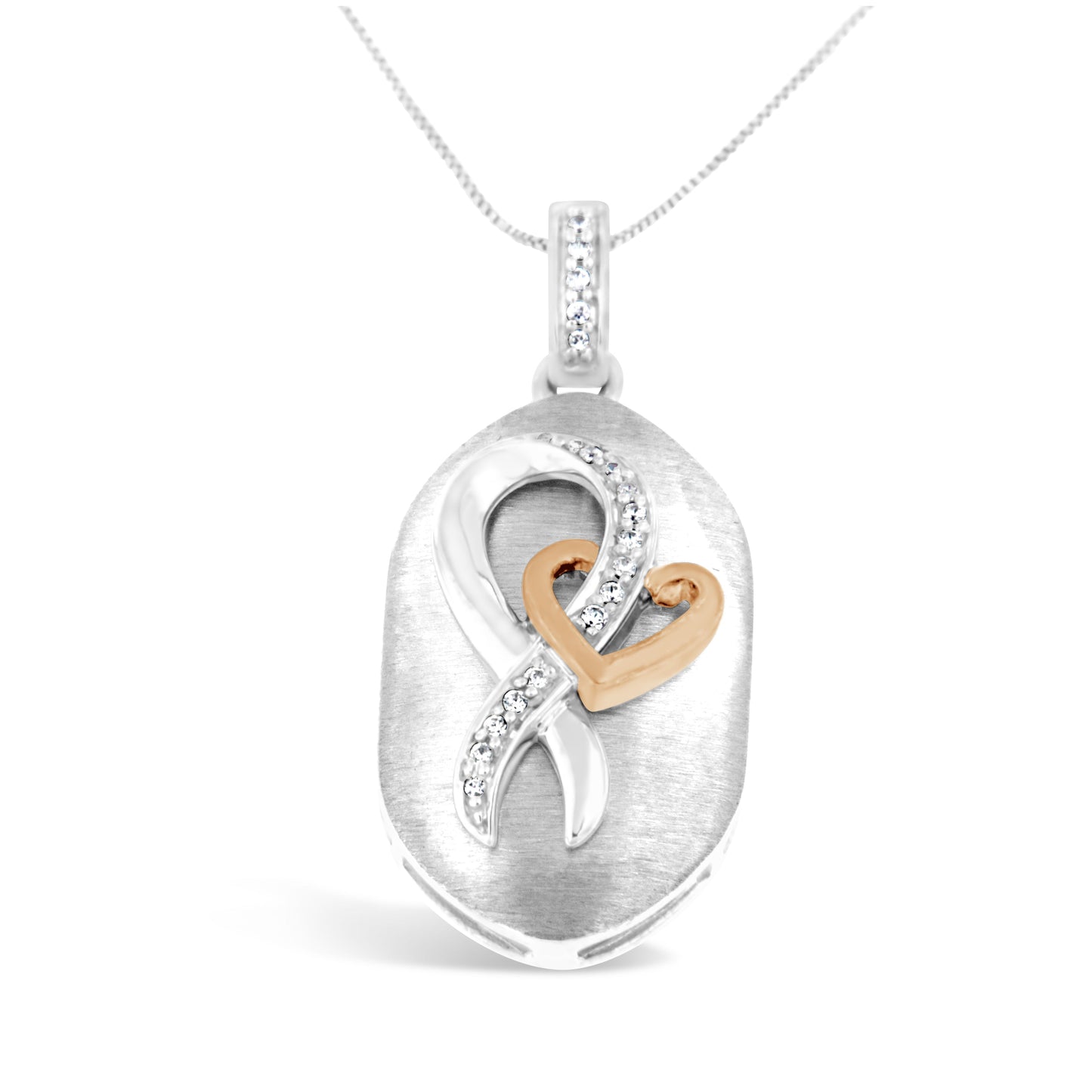 Collar con colgante de corazón entrelazado en oro rosa de 10k y plata esterlina