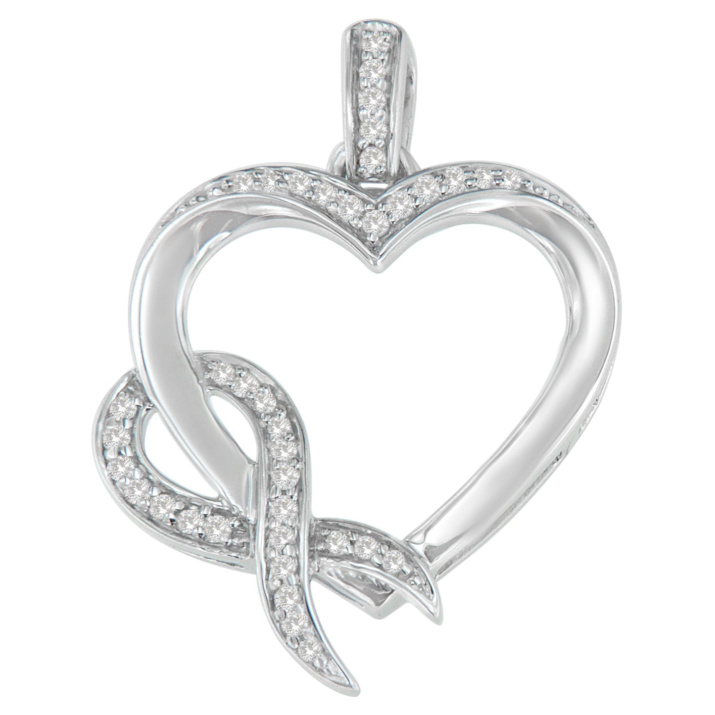 .925 Sterling Silver Diamond Heart Pendant Necklace