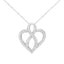 Collar con colgante de corazón y cinta de diamantes en oro blanco de 14K