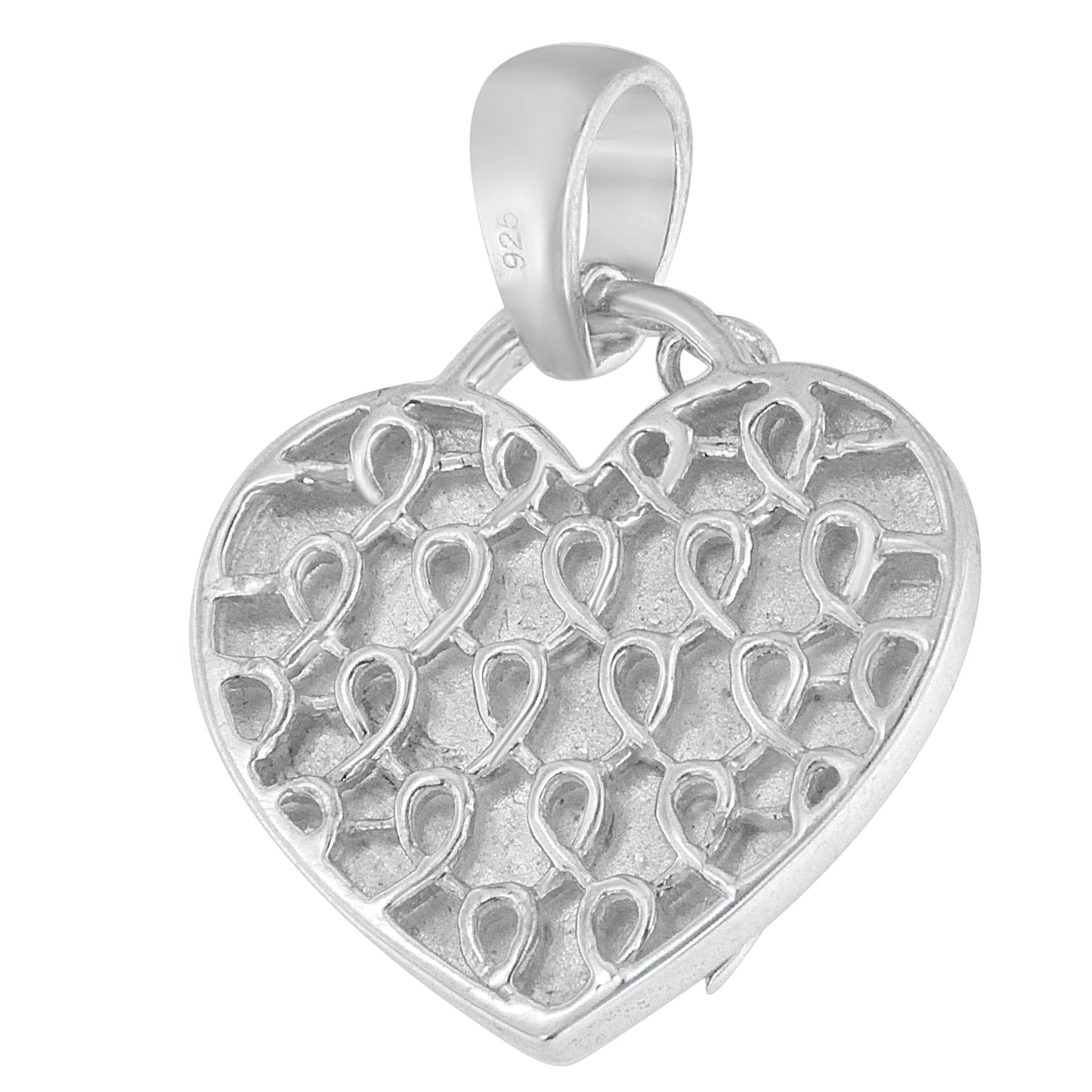 .925 Sterling Silver Diamond Heart Pendant Necklace