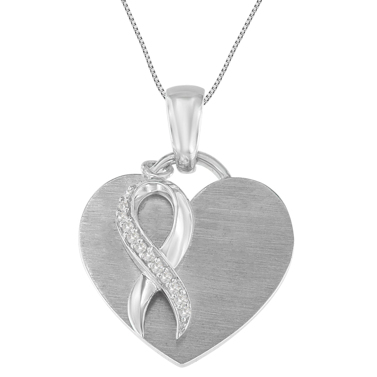 .925 Sterling Silver Diamond Heart Pendant Necklace