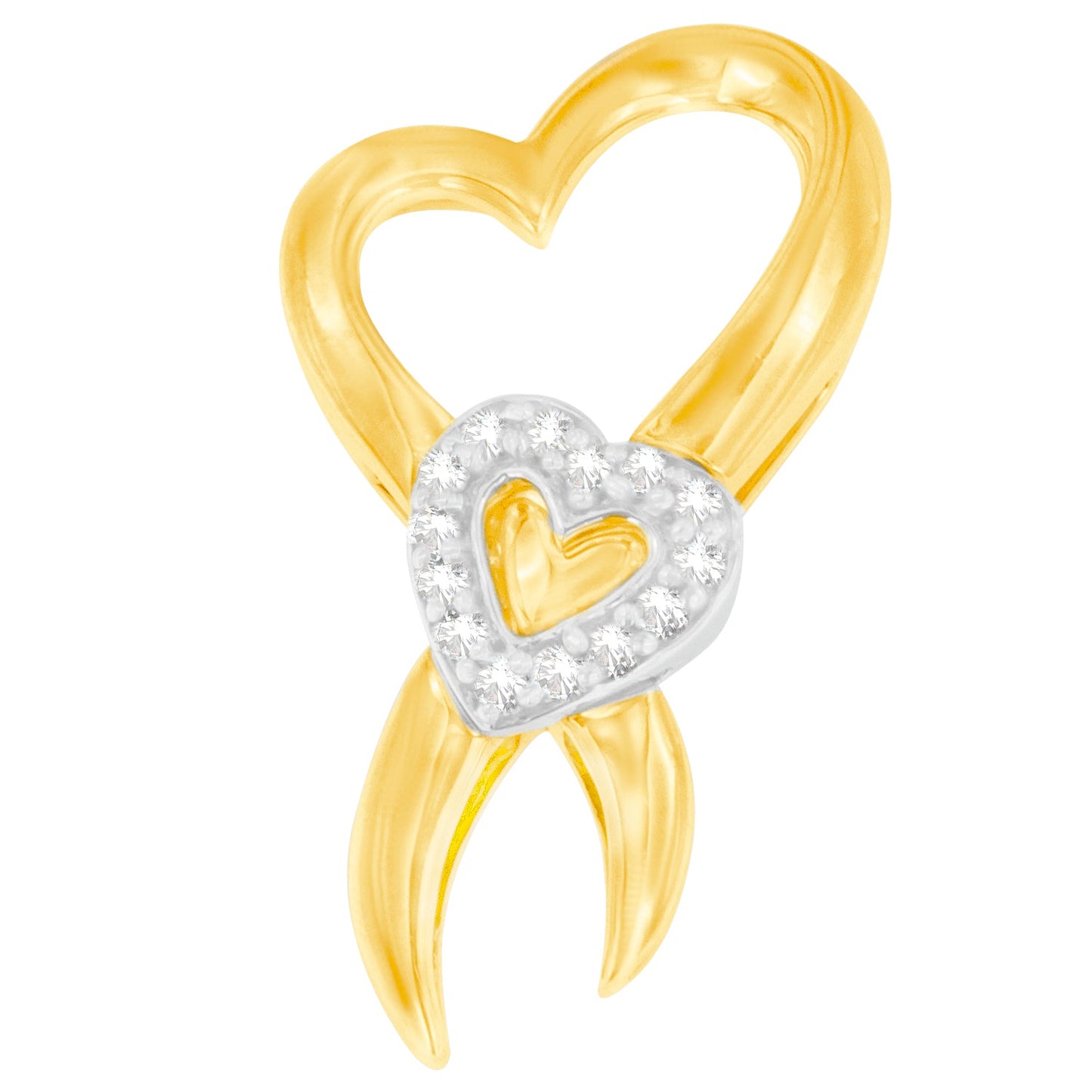 Collier Pendentif Cœur en Diamant en Or Bicolore 10K