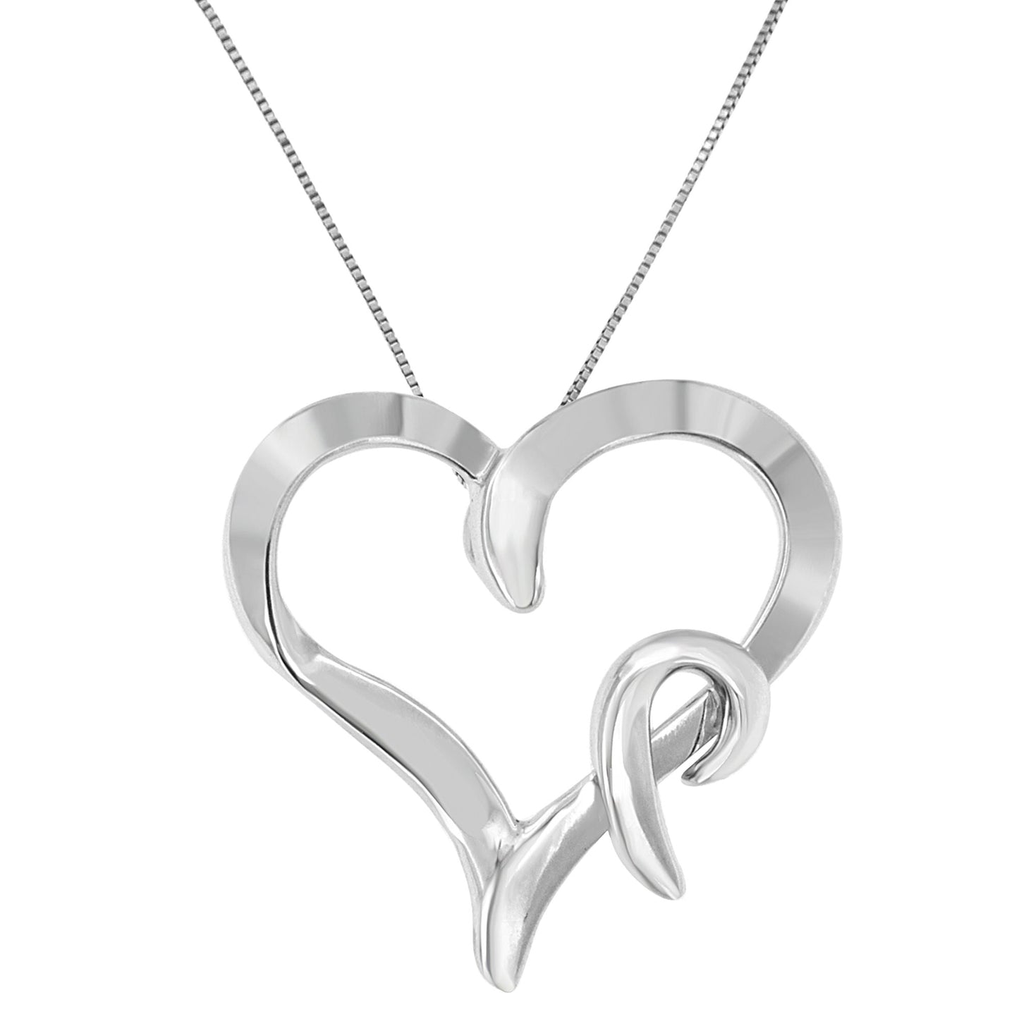 Collar con colgante en forma de corazón de plata esterlina .925