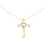 14K Gold Plated Sterling Silver Diamond Heart Cross Pendant Necklace