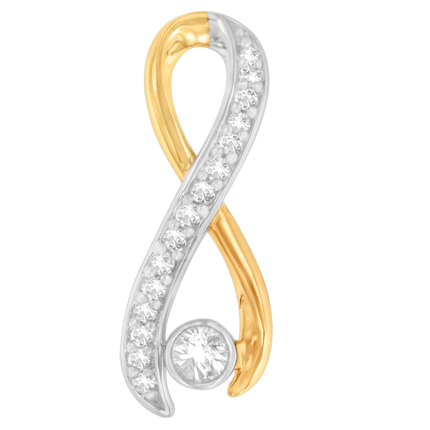 Collar de Pendiente de Ribon Radiante de Diamante de Oro de Dos Tonos de 10K