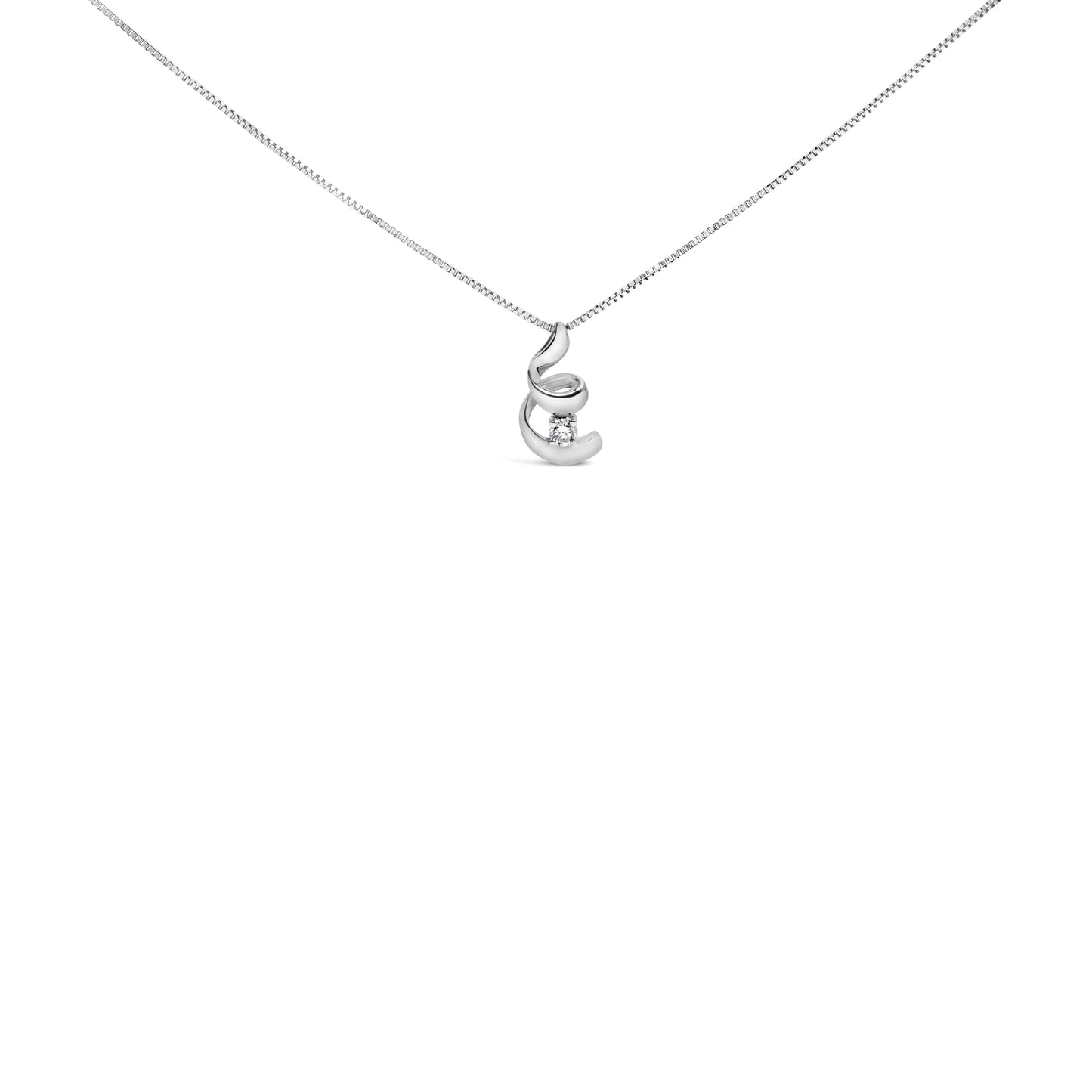 Collier Pendentif Spiral en Diamant Solitaire en Or Blanc 10K