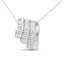 14K White Gold Triple Curve Pendant Necklace with Diamonds