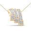 14K White Gold Triple Curve Pendant Necklace with Diamonds
