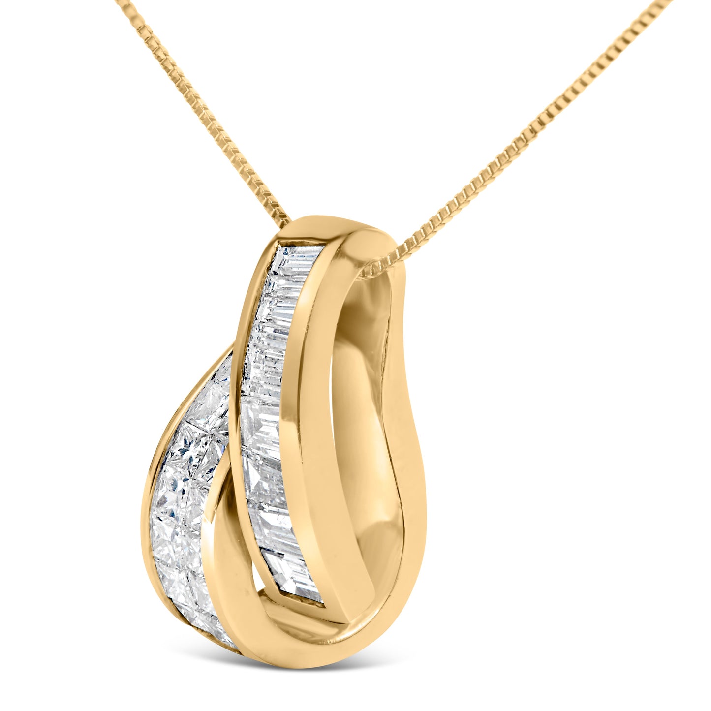 Collar de Colgante de Dúo de Barra de Diamantes en Oro Amarillo de 14K - 1 5/8 Cttw