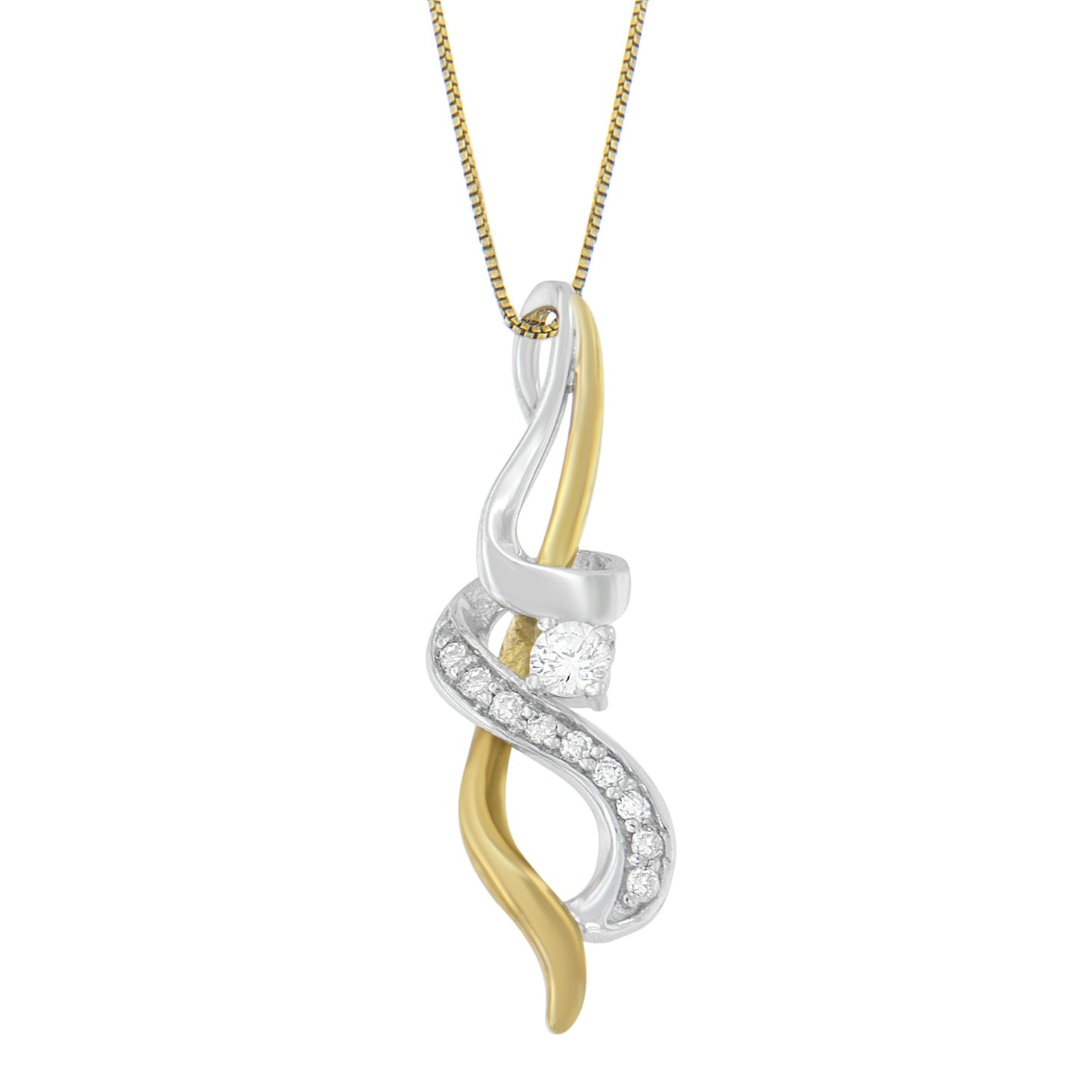 Collier Pendentif Entrelacé en Or Bicolore 10K avec Diamants Espira