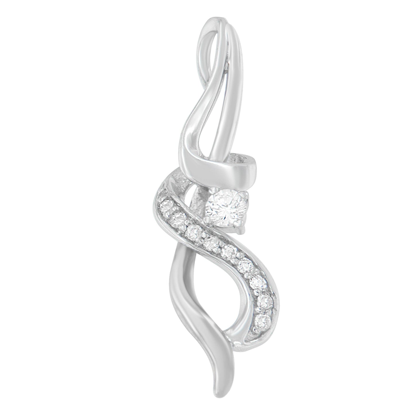 Espira 10K White Gold Diamond Swirl Pendant Necklace