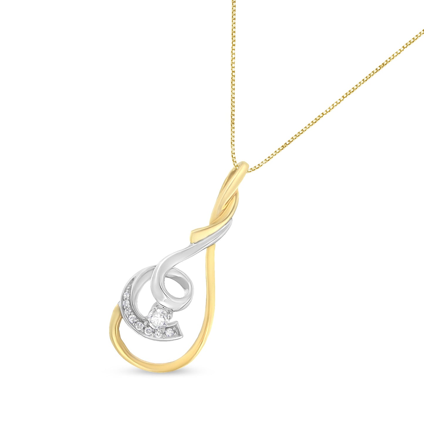 Collar de Péndulo Espira de Diamante en Espiral de Dos Tonos de 10K