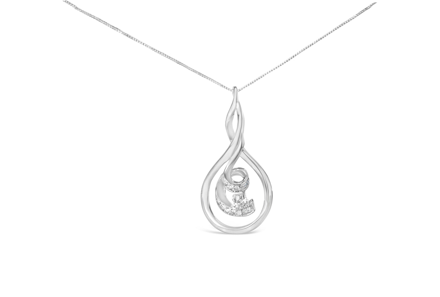 Collier Pendentif Spiral en Diamant en Or Blanc 10K Espira