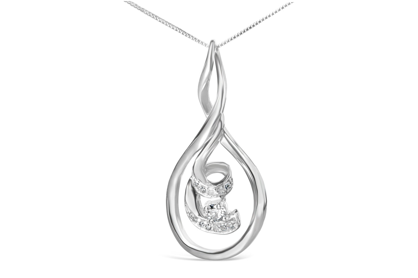 Collier Pendentif Spiral en Diamant en Or Blanc 10K Espira