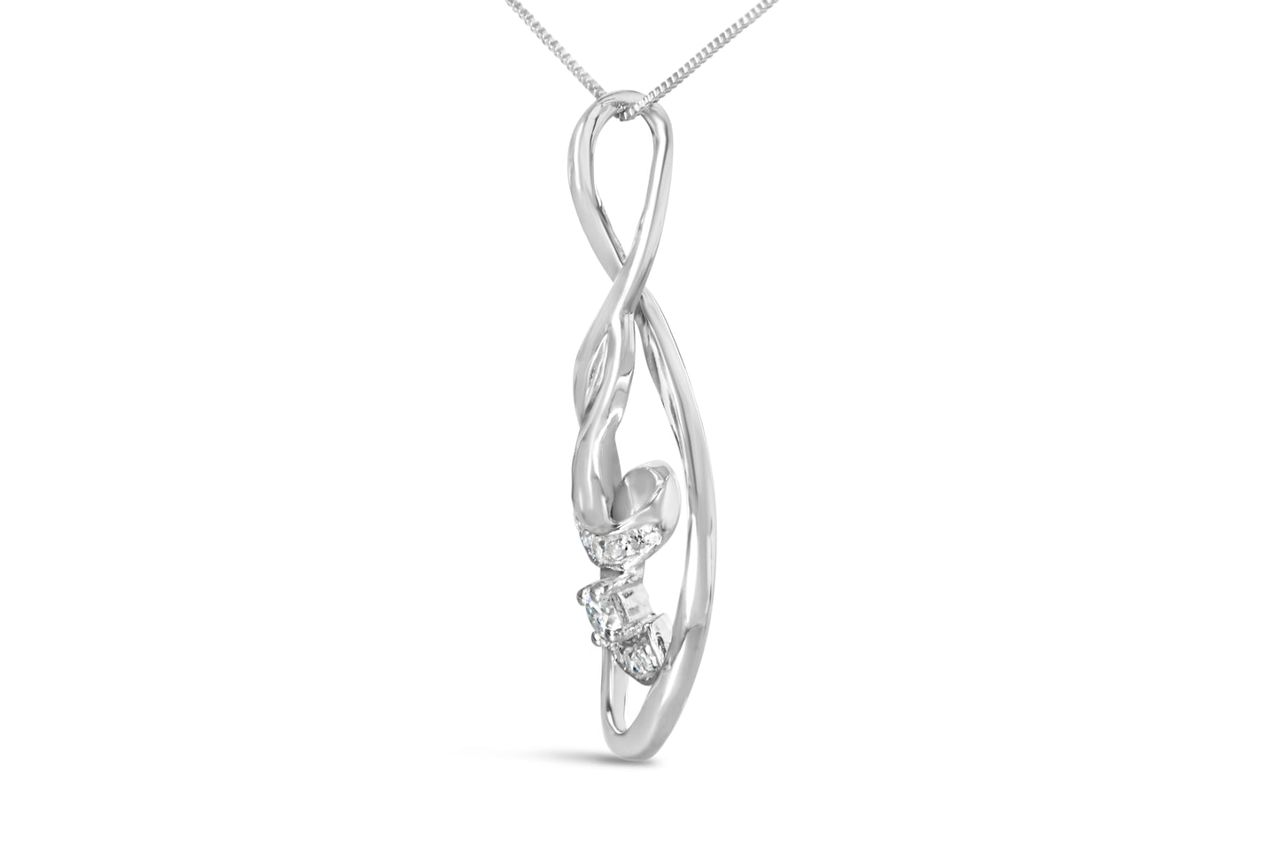 Collier Pendentif Spiral en Diamant en Or Blanc 10K Espira
