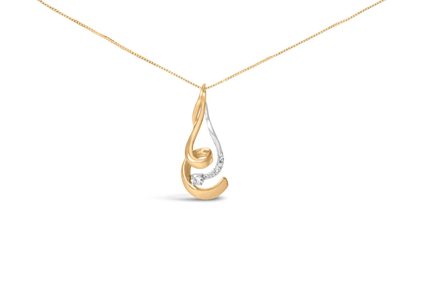 Collar de Pendiente en Espira de Diamante en Oro de Dos Tonos de 10K