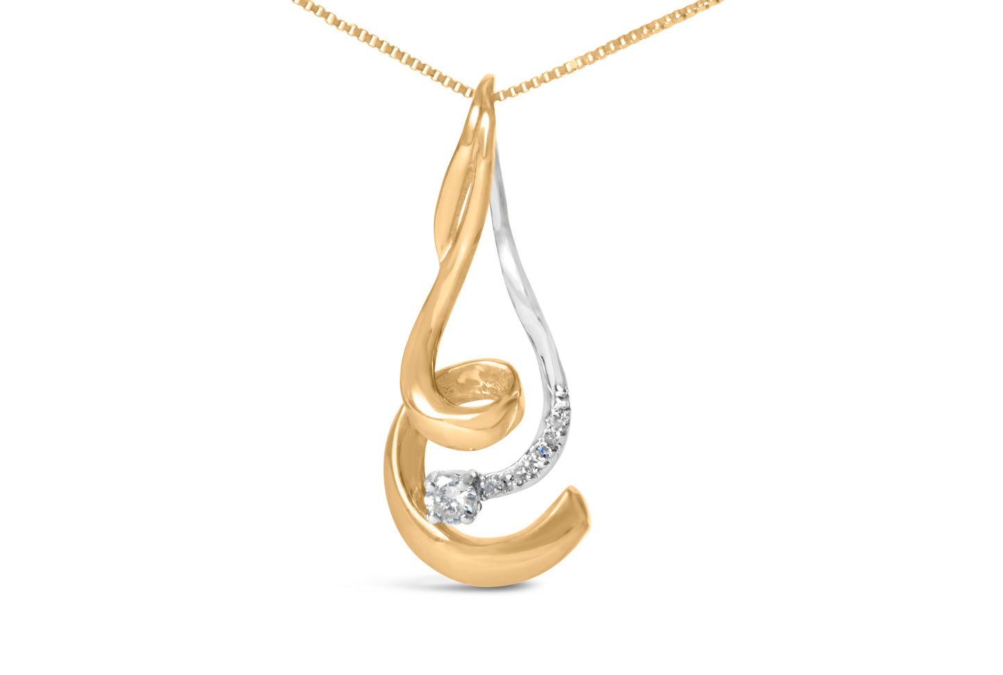 Collar de Pendiente en Espira de Diamante en Oro de Dos Tonos de 10K