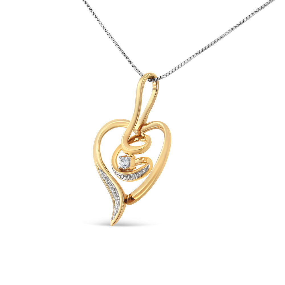 Espira 10K Yellow Gold Diamond-Accented Heart Pendant Necklace