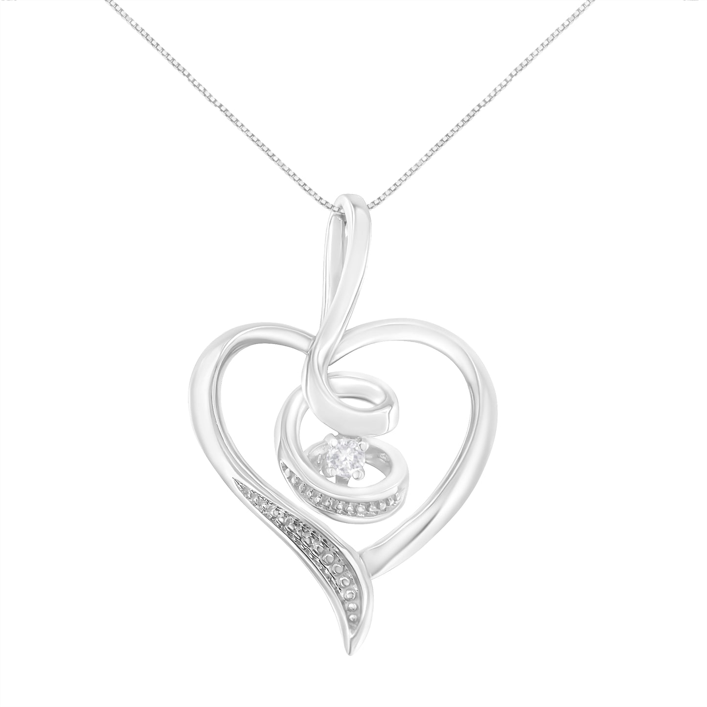 Collier Pendentif en Cœur Accentué de Diamants en Or Blanc 10K Espira