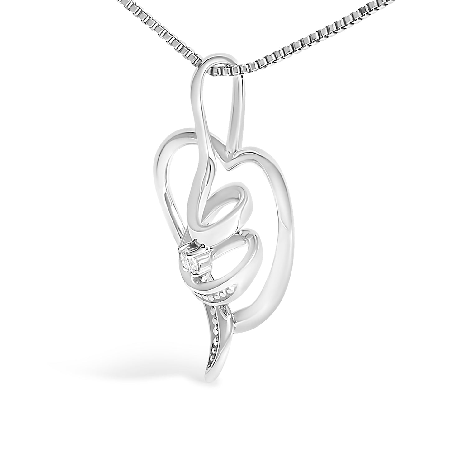Collier Pendentif en Cœur Accentué de Diamants en Or Blanc 10K Espira
