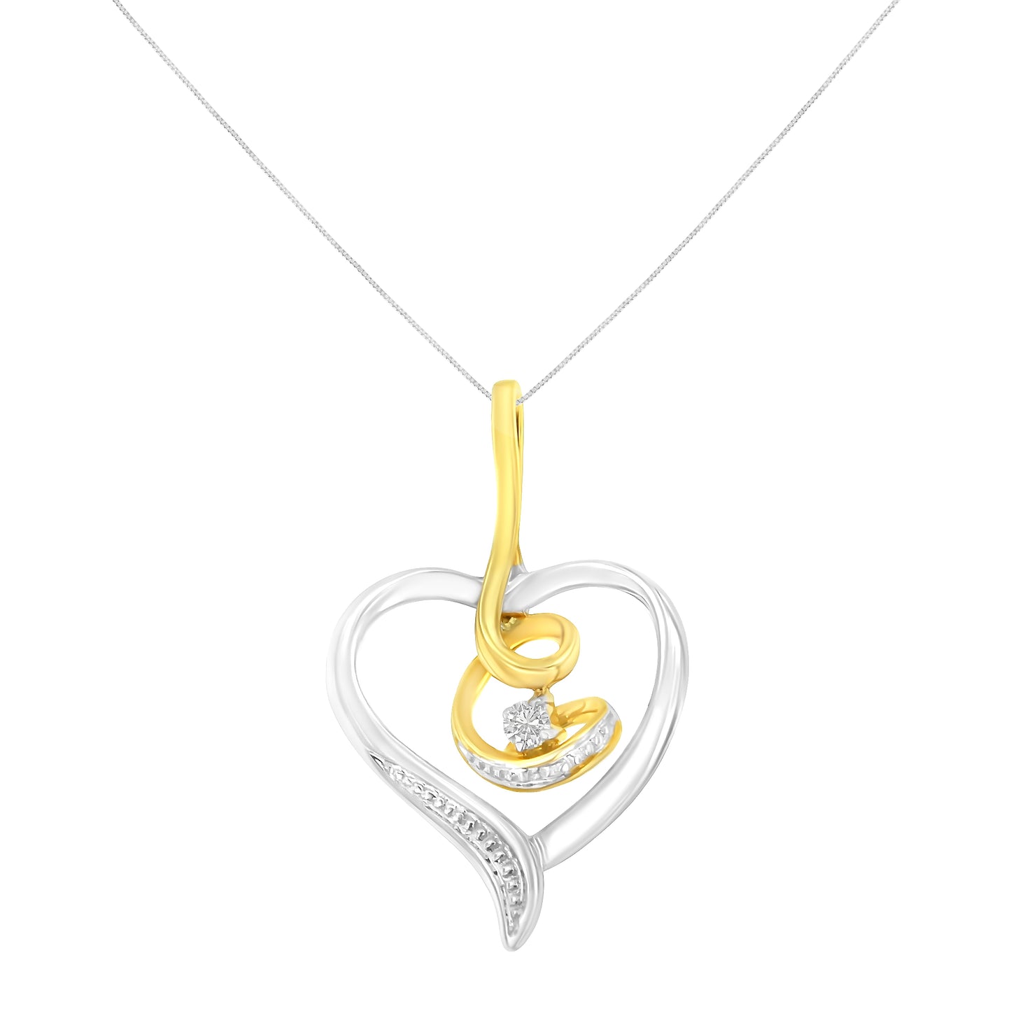 Collar con colgante de corazón acentuado con diamantes de oro de dos tonos Espira 10K