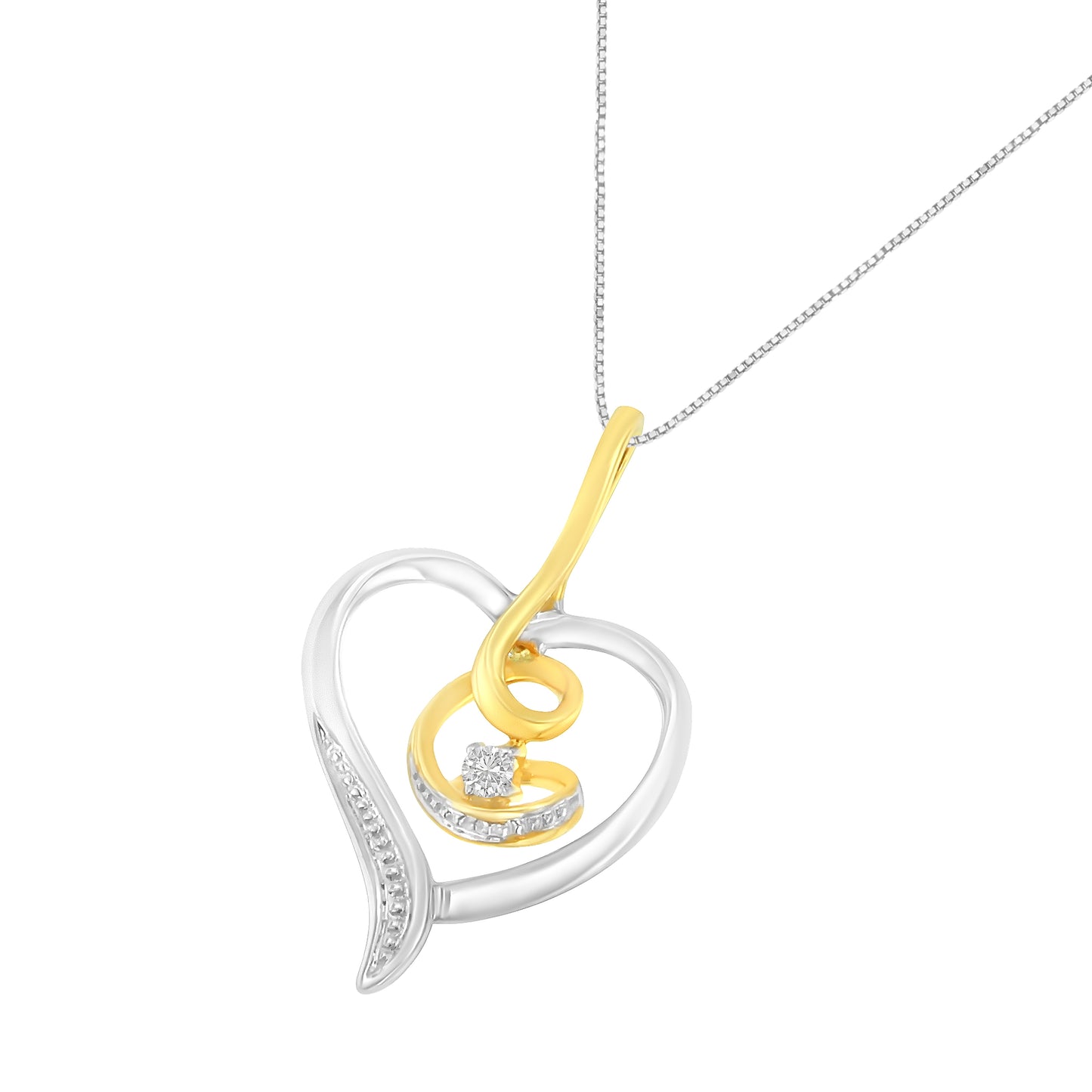 Collar con colgante de corazón acentuado con diamantes de oro de dos tonos Espira 10K