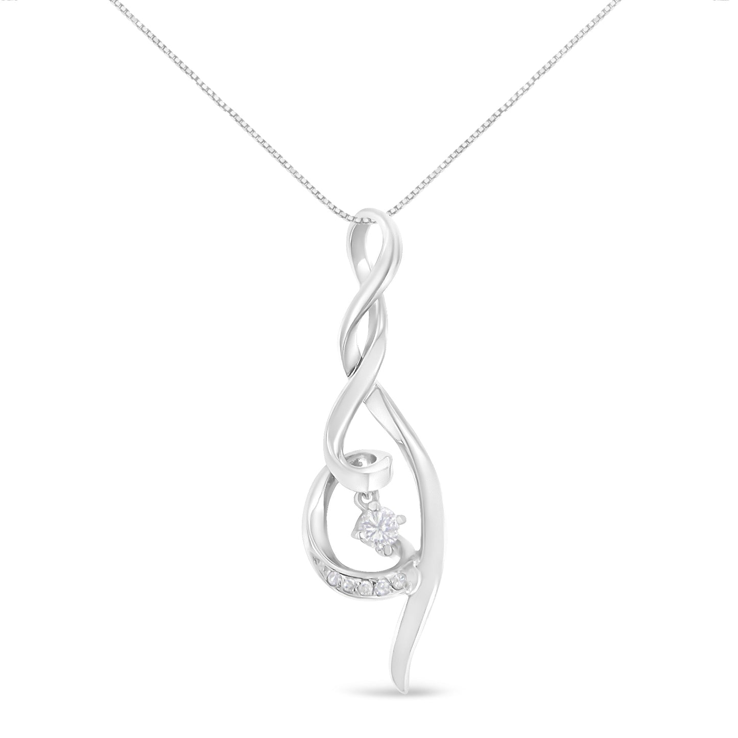 Collier Pendentif Tourbillon en Diamant en Or Blanc 10K Espira