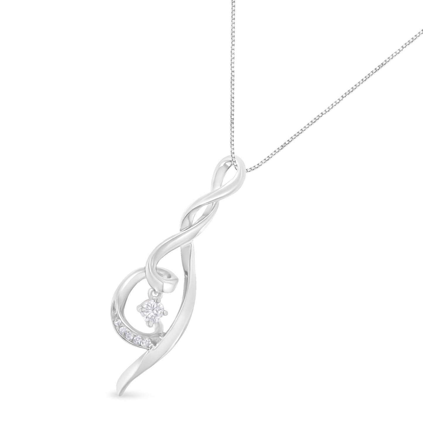 Collier Pendentif Tourbillon en Diamant en Or Blanc 10K Espira