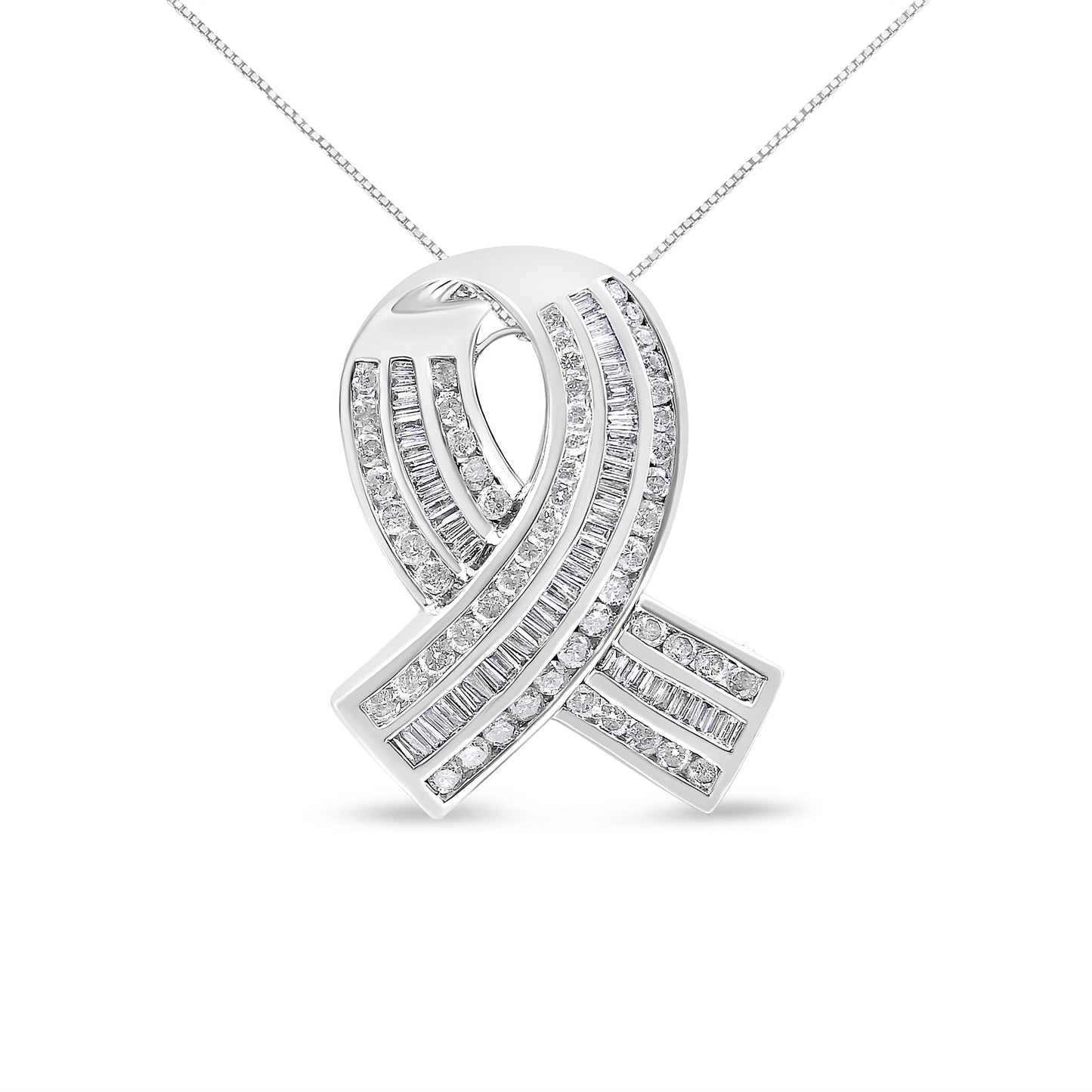 Colgante de cinta de concienciación de diamantes de oro blanco de 14 quilates